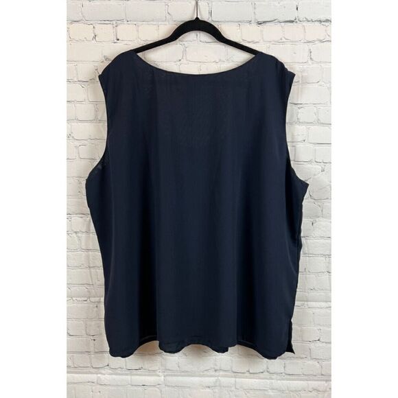 ROAMAN'S navy blue sequins beaded sleeveless top blouse tunic size 34W - Picture 7 of 7